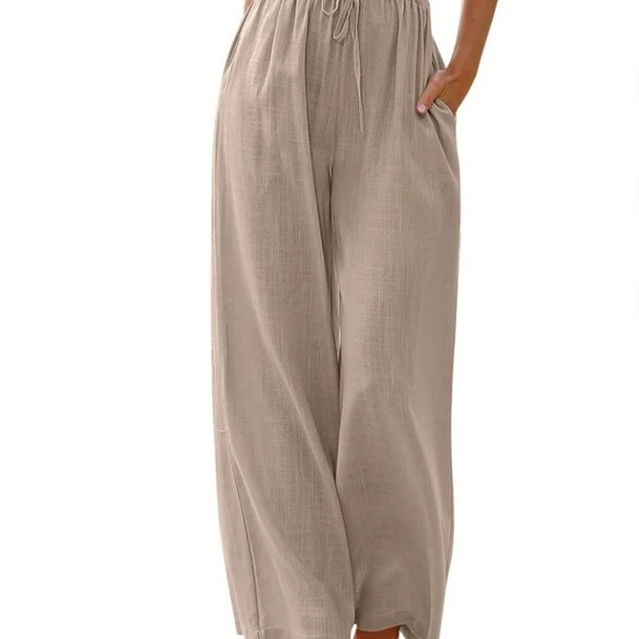 Women's Beige Wide-Leg Pants - Picture 1 of 4